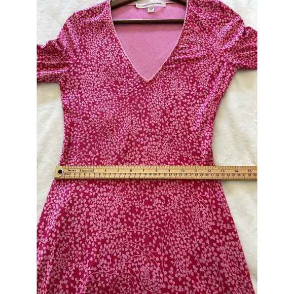 VTG Diane Von Furtensberg Dress Size 6 Ditsy 100% Silk Abstract Romantic 90s Y2k - Picture 9 of 12